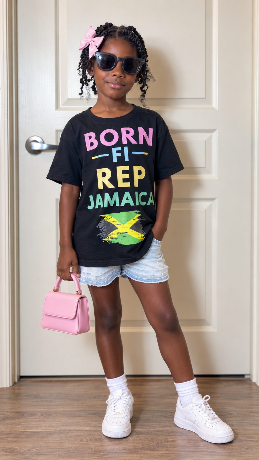 Born Fi Rep Jamaica Kids’ Tee — Black