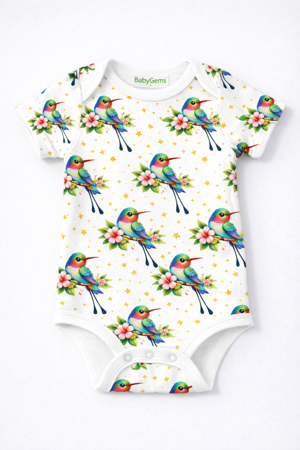 Humming Bird All-Over-Patterned Baby Girl Bodysuit