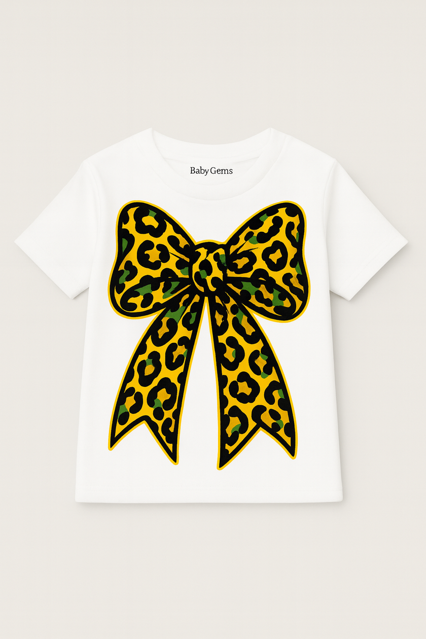 Jamaican Print Bow Girls Graphic Tee